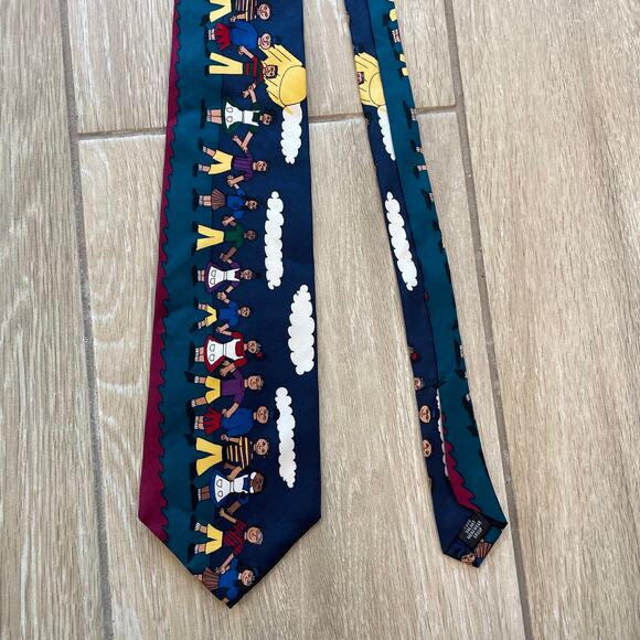 Save the Children Silk Tie Hands Together Children of the World USA Made 90s - Picture 1 of 6